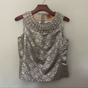 TORY BURCH Jacquard Embellished Top